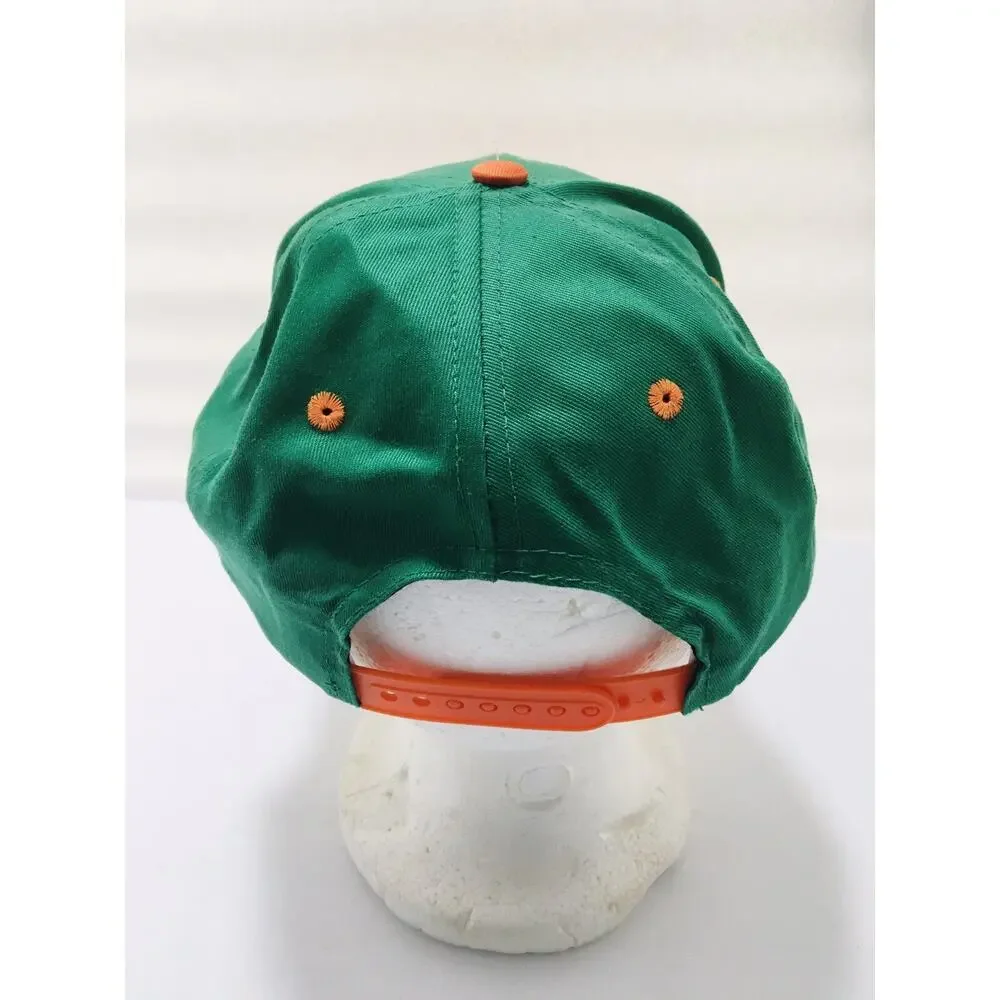 VINTAGE Miami Hurricanes Hat Cap Snap Back Green Orange Collegiate Licensed 90s